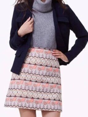 LOFT Multicolor Geometric Pattern A-Line Skirt